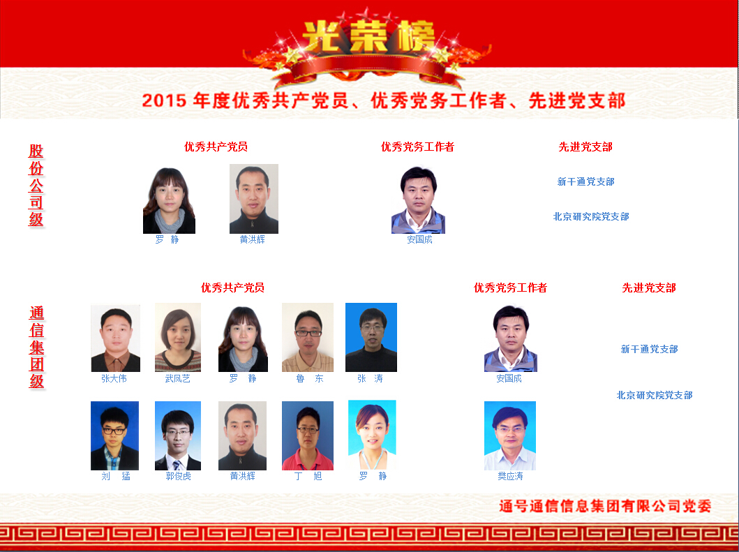 通号通信信息集团-光荣榜 