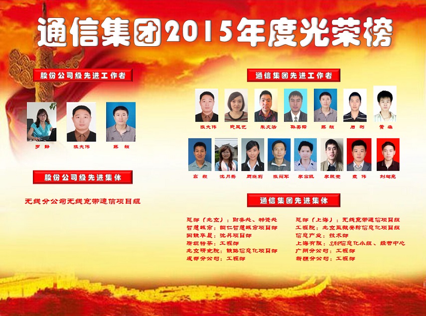 通信集团2015年度光荣榜